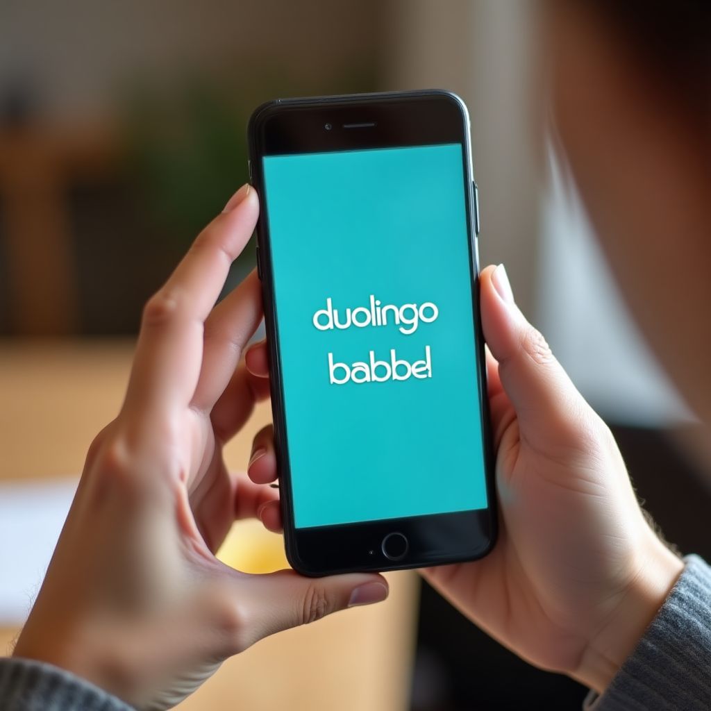 Persona usando aplicaciones de idiomas en su celular